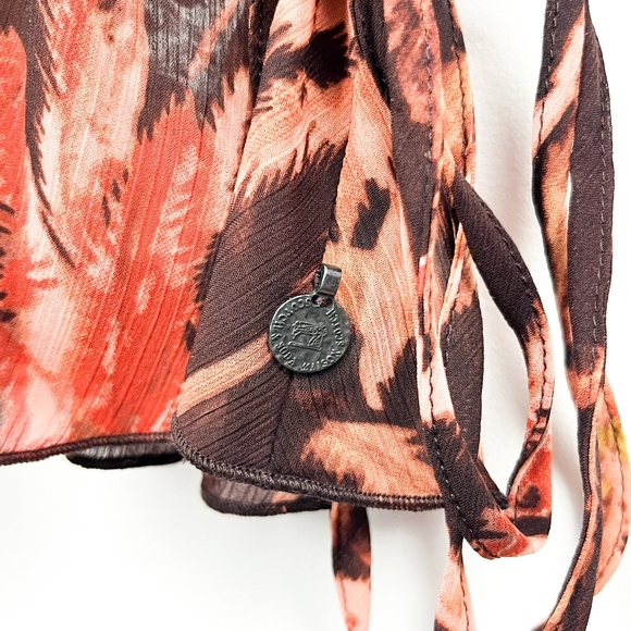 NWT Scotch & Soda Brown Palm Tree Patterned Sheer Blouse - Picture 6 of 13